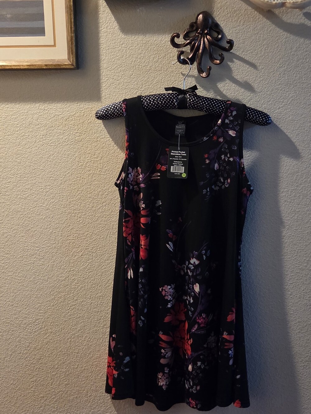 Sleeveless Black Floral Tunic Dress Size Smal-medium, NWT